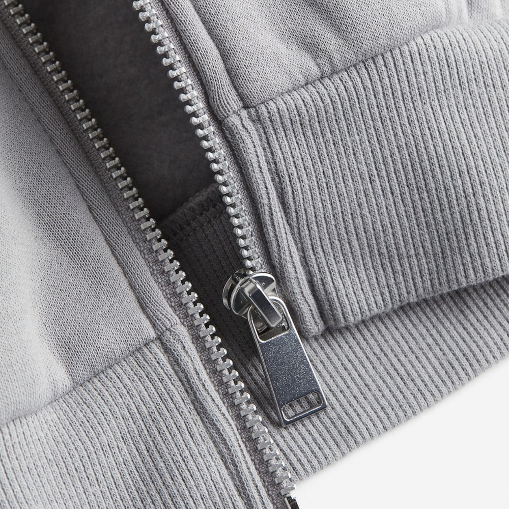 H&M Divided Light Gray Cropped Zip-through Hoodie - Picture 8 of 8